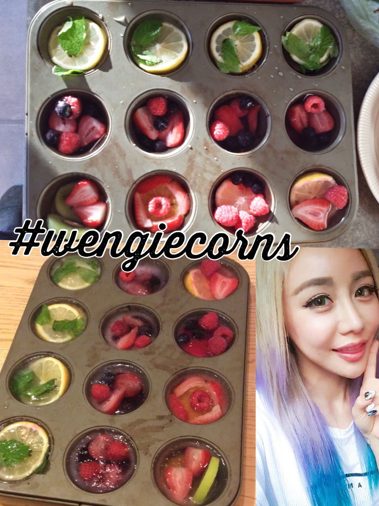 #wengiecorns I made the fruit ice cubes and I'm going to put them in my water all the time now😄😋😋😋😋