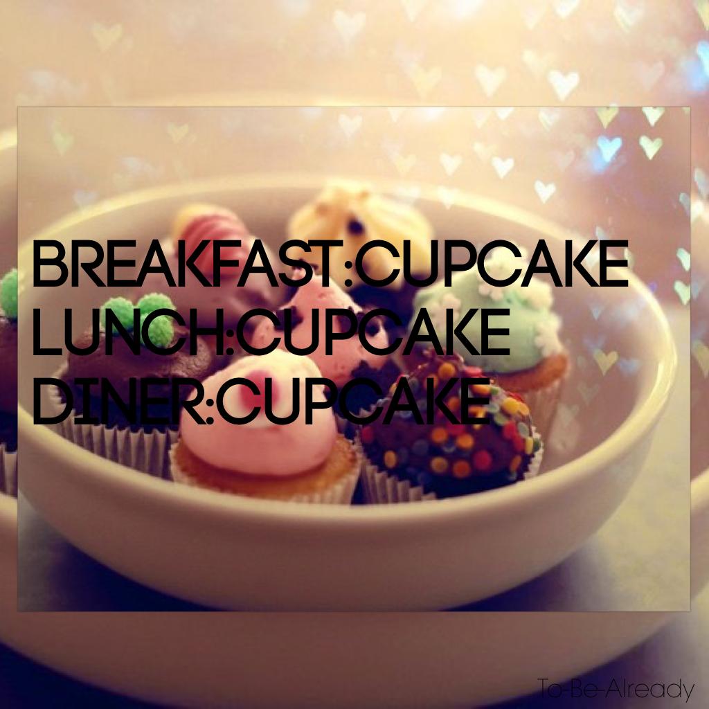 Breakfast:cupcake
Lunch:cupcake
Diner:cupcake