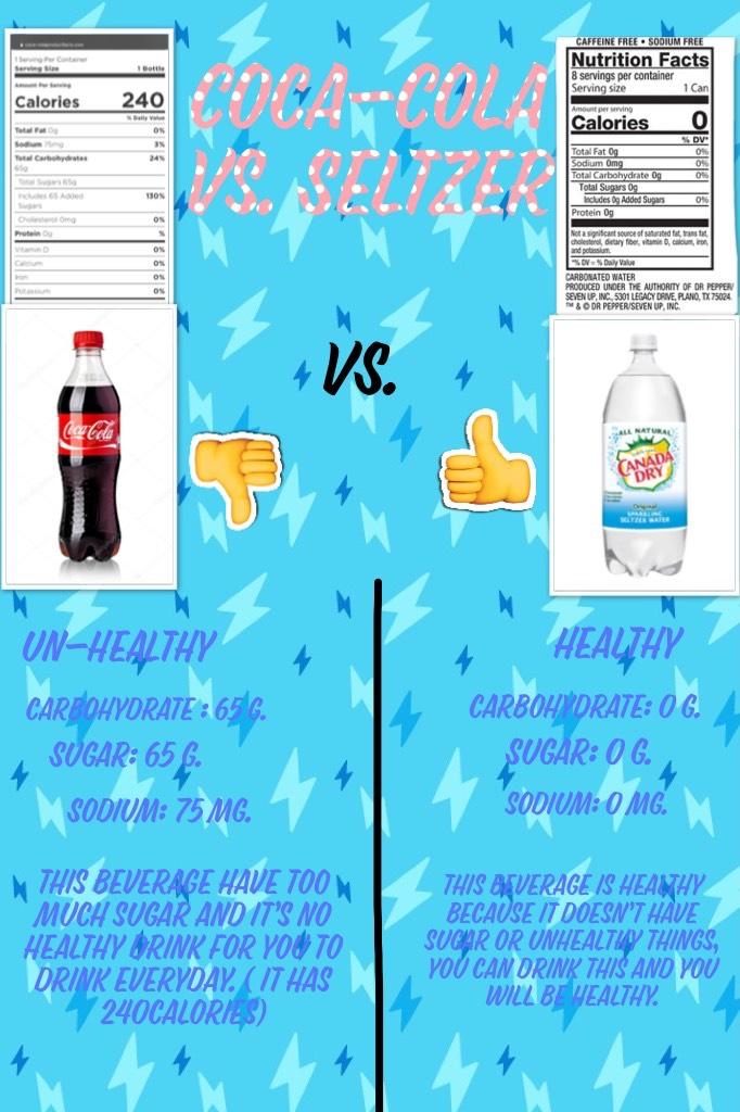 Coca-Cola Vs. Seltzer? choose the best one!!!!? 🤗🤗🤗🤗😏😏😏😏
