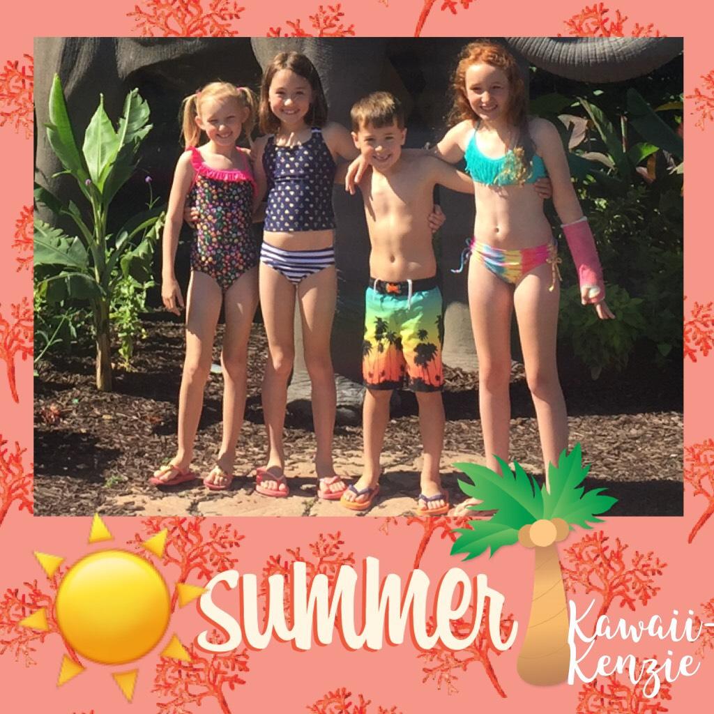 Summer with my cousins at the Kalahari Waterpark I have the pink waterproof cast lol