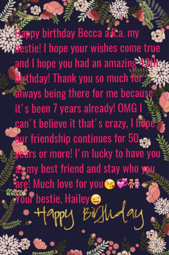 Just wanted to show you how much I care about you by this paragraph. ( I can write more but there's less space ) I hope these words mean a lot to you! Once again, HAPPY BIRTHDAY!