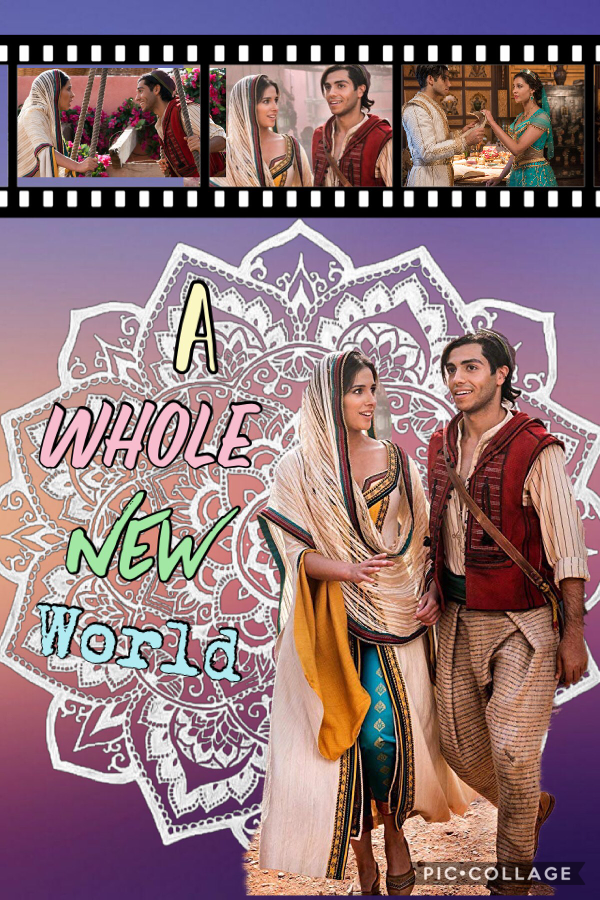 A whole new world Aladdin and Jasmine collage 