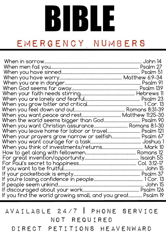 Bible Emergency Numbers