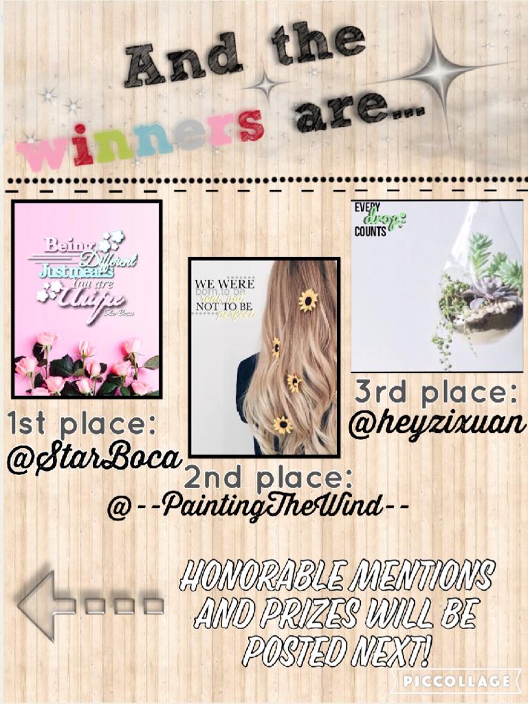 Ugh! I'm so sorry if this is blurry!😖(click)
Sooooo so so so sorry that I didn't post these sooner!😖😣😖😣😓😓💕💕
It's just that I....i...i didn't really have much time to make them really, and it took FOREVER to decide the winners!! So many good entry's!!
Anyw