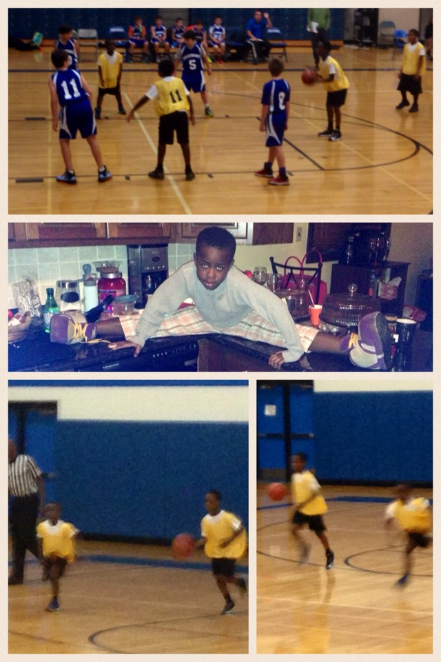 I'm so proud of Anders.... 
He played his first game with the Presidents Basketball team & did his thing tonight.

He's in 3rd grade and played against a 5th grade team... They slept on him thought he couldn't play... They didn't know he watches his broth