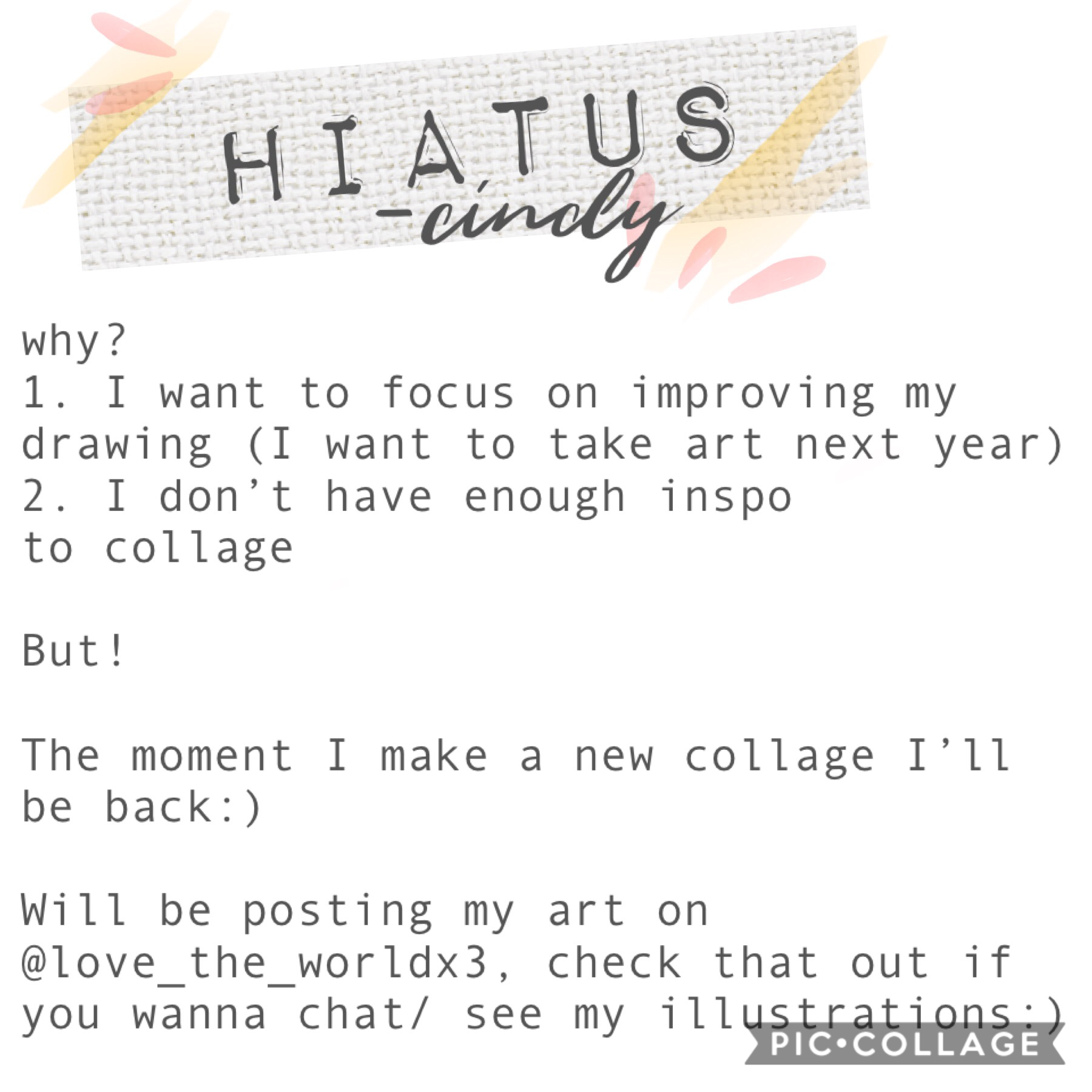 Link to my other acc will be in the comments! See y’all soon :))

Just want to say but I am by no means leaving. Just taking a short break to regain inspiration :) don’t wanna come back half-ássed hahaha