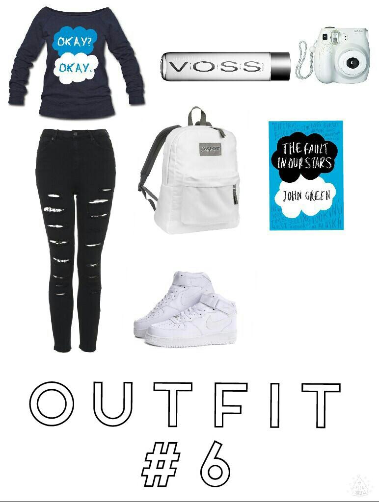 OUTFIT #6
black blue white
tfios sweater leggings nike air force voss bottle polaroid instaxmini backpack