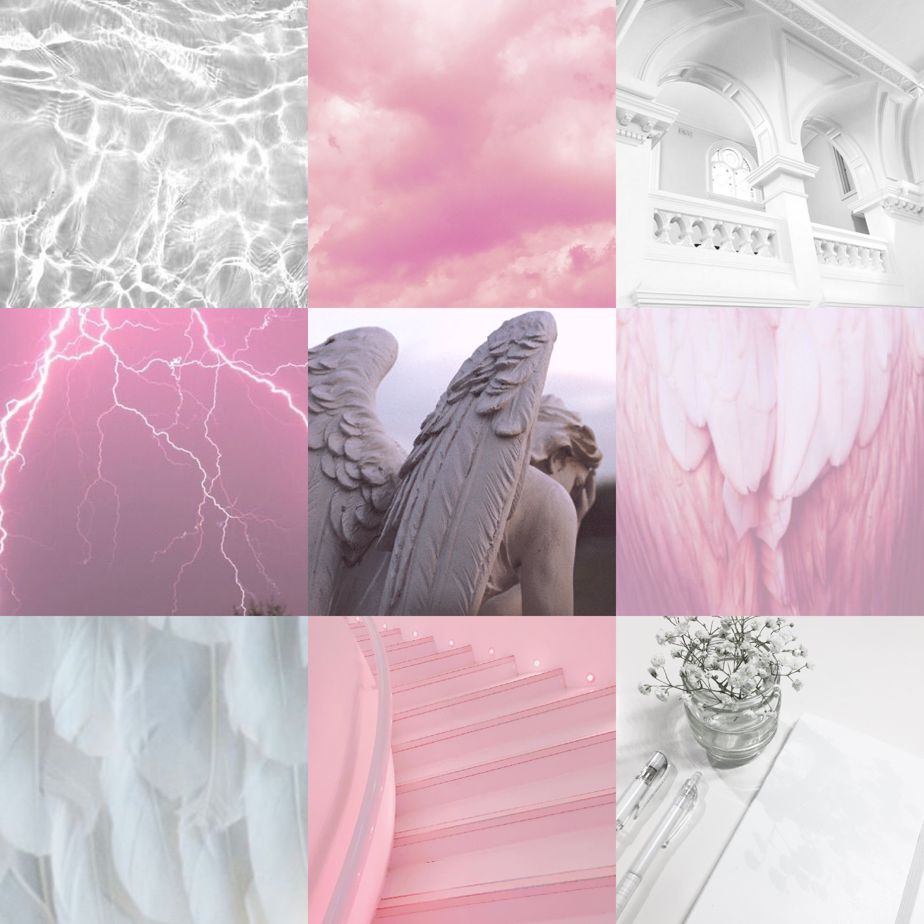 Pink and white moodboard