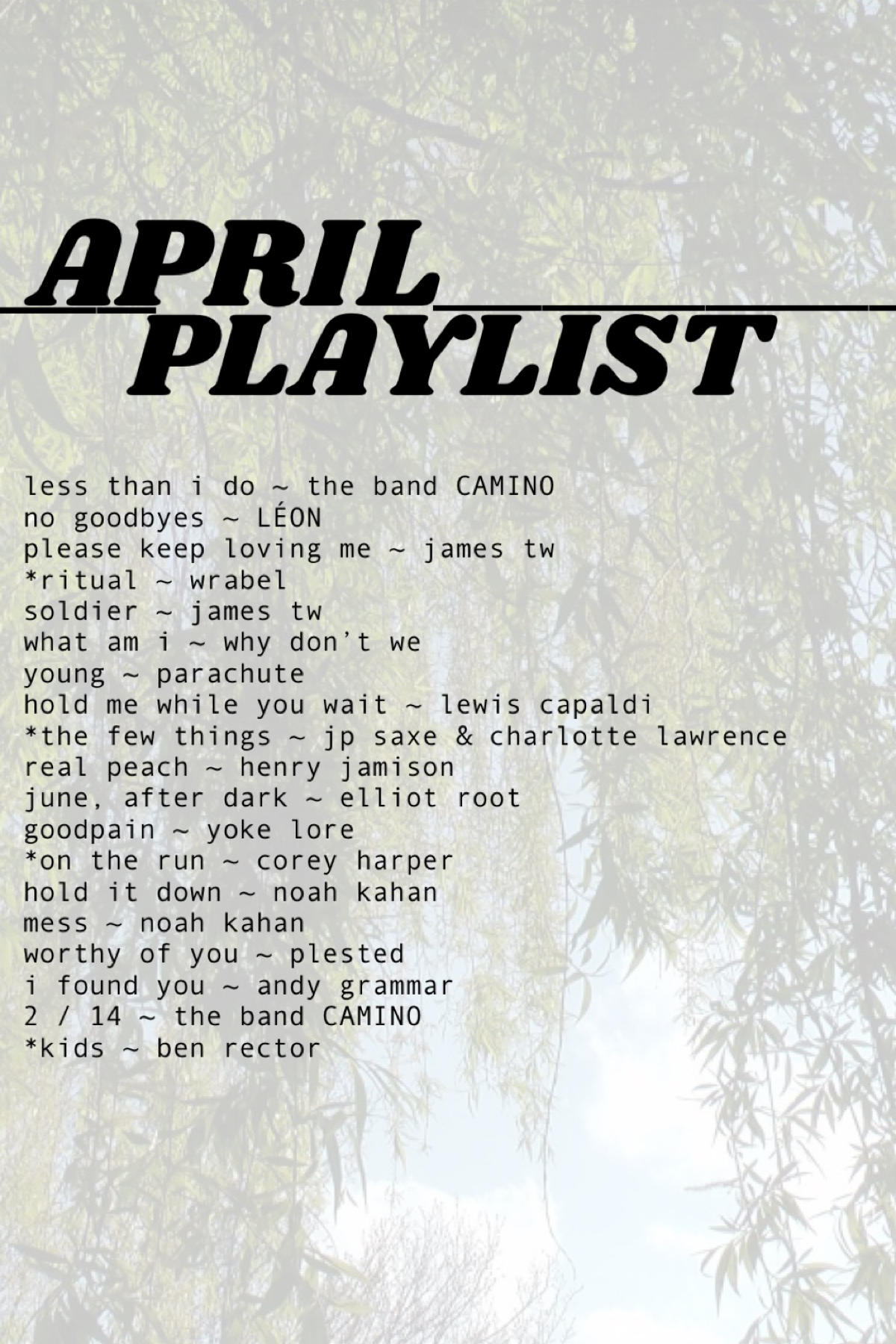 hey guys it’s bella and this is my playlist for april! 💞💞