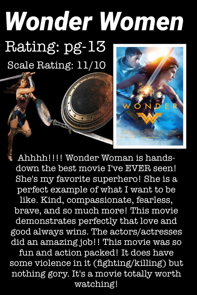 4:46pm. Wonder Women 2017 movie rating. 