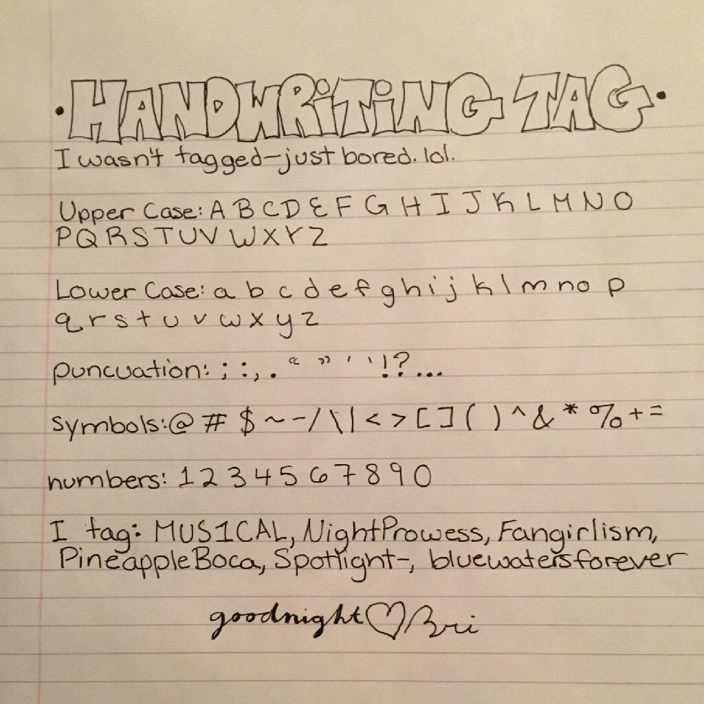 Handwriting Tag! 