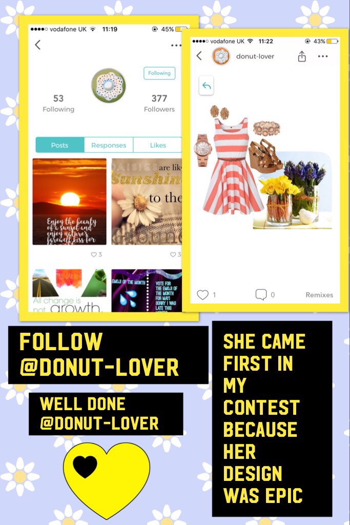 Follow @donut-lover
Well done for coming 1st in my contest ! 