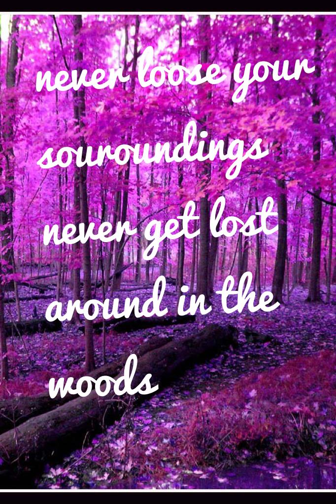 never loose your souroundings never get lost around in the woods
