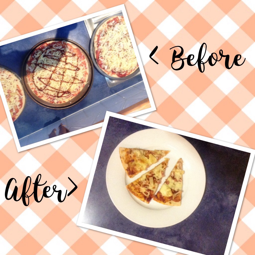 Two very easy steps on how to make pizza! Are it afterwards and it was delicious😜😜