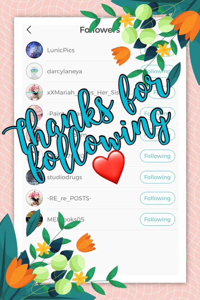 Thanks for following ❤️