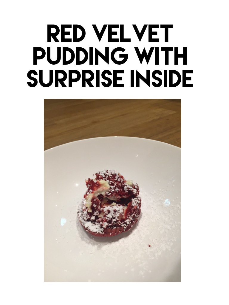 Red velvet pudding with surprise inside 