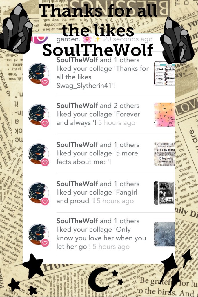 Thanks for all the likes SoulTheWolf