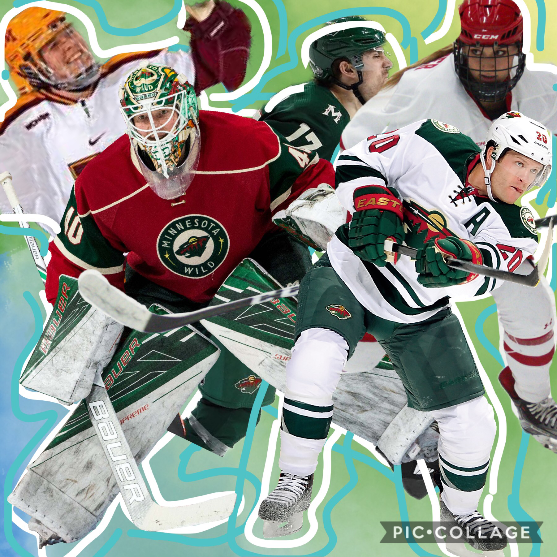 Tap the hockey sticks🏒🏒
Hannah Brandt, Marcus Foligno, Ryan Suter, Deaven Dubnyk, Wisconsin Badgers 