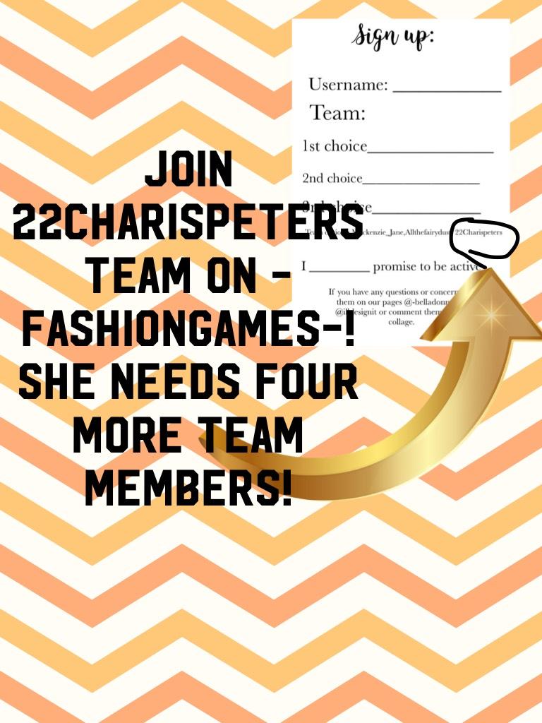 Join 22charispeters team on -fashiongames-! She needs four more team members!