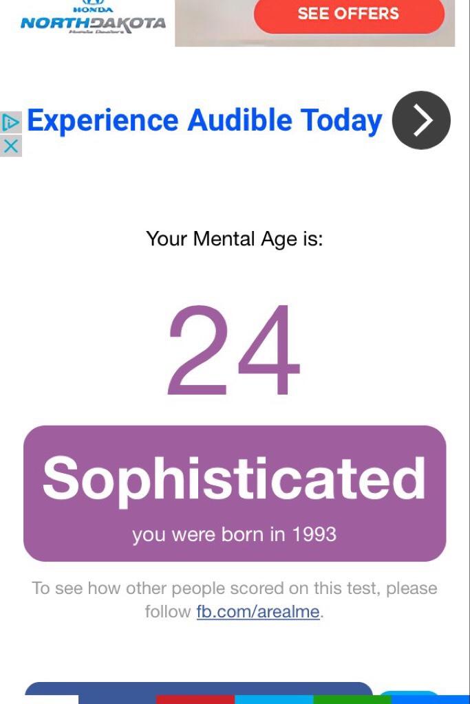 According to some random test on the internet, I'm nearly twice my age. A bird pooped on me today, which brought it from "pretty ok" to "not so good."