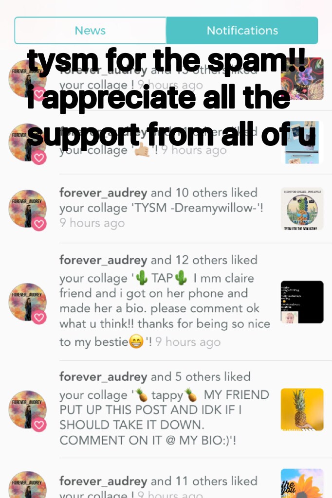 tysm for the spam!! i appreciate all the support from all of u