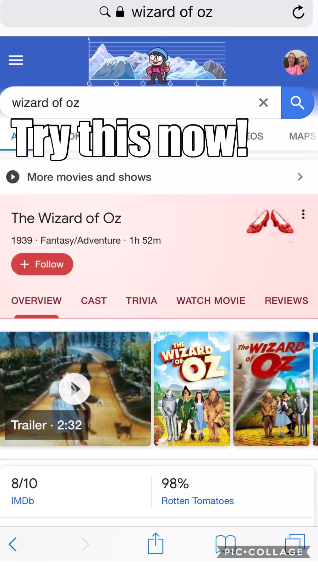TRY THIS NOW!!!😱
Search the wizard of oz👠🌪