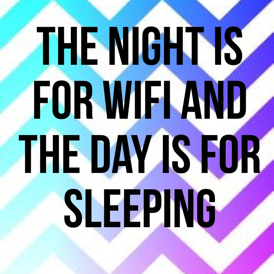 The night is for wifi and the day is for sleeping