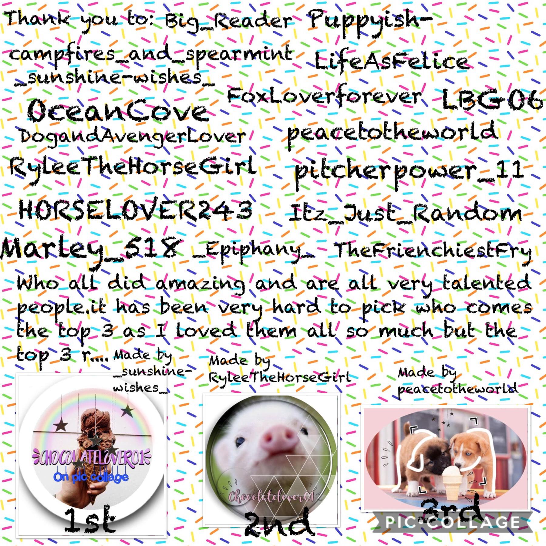 Thank you to everyone who entered my icon contest.this has been soooo hard to pick the top 3.i love them all sooo much! Congrats _sunshine-wishes_! 💖 👏🤩