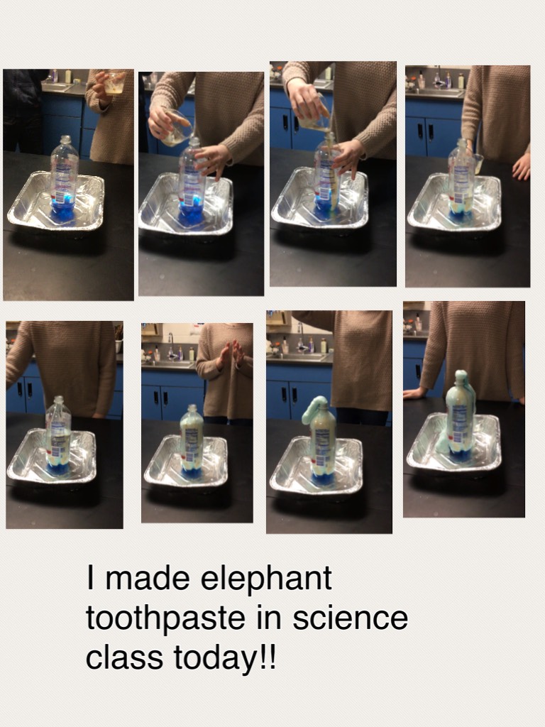 I made elephant toothpaste in science class today!!