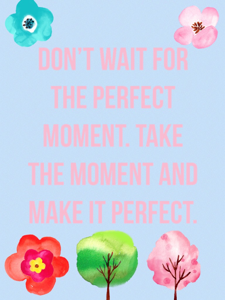 Don’t wait for the PERFECT MOMENT. Take the moment and make it PERFECT.