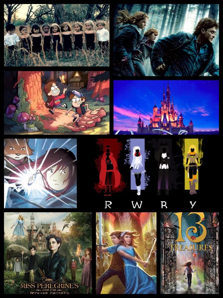 My fandoms: Harry Potter, Amulet, Disney, RWBY, Gravity Falls, The Land of Stories, Miss Peregrine's Home for Peculiar Children, Aspen Heights, and the 13 Treasures Trilogy