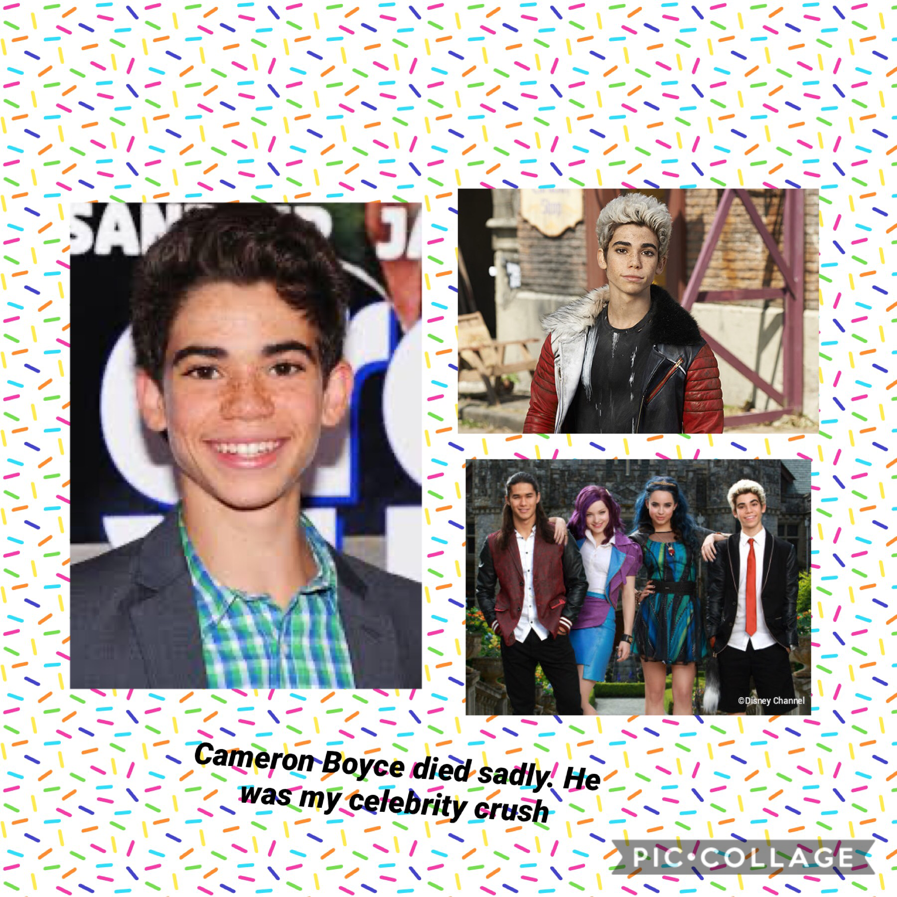 Cameron Boyce died but I will always remember him. He is the reason why I stared being a Theater kid because he showed that even if people are going to make fun of you. You should still express your self to the world. No matter what. I love you Cameron Bo