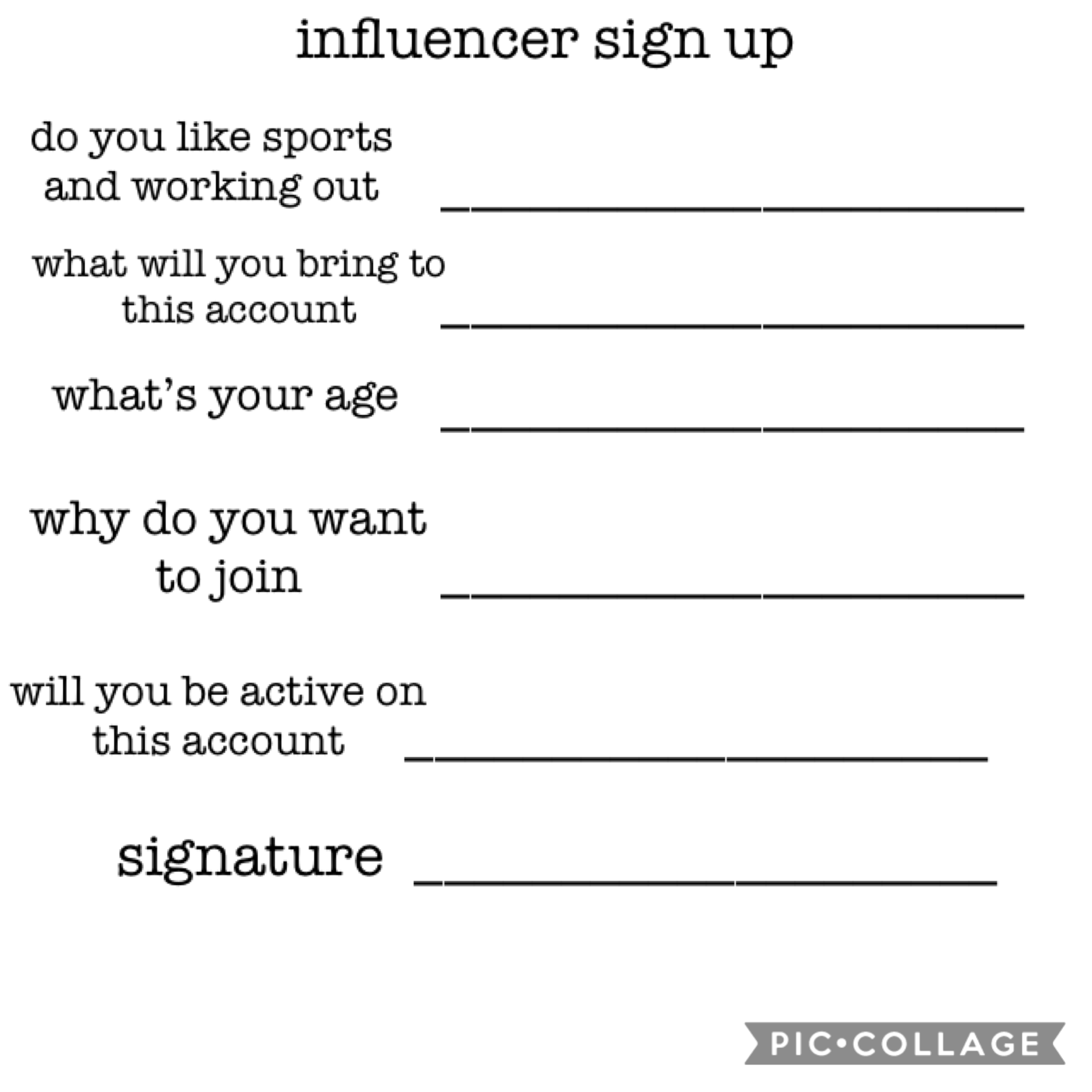 influencer sign ups
