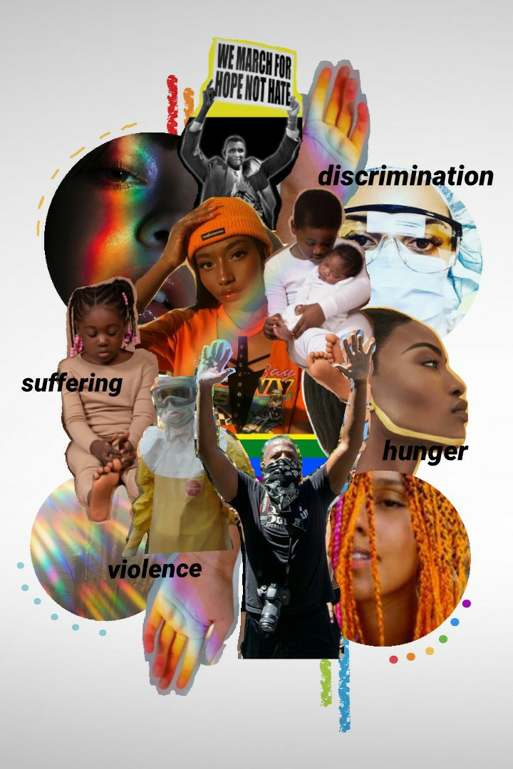 hey everyone ✊🏿😷🌈 first of all, thank you for 100 followers... here's a special post to celebrate but also to touch on some of the biggest worldly issues. this is going to be a series of collages that touches on each one. stay safe ❤