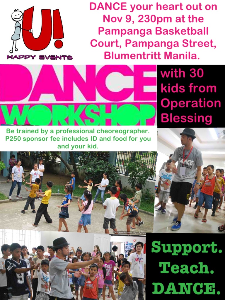 Dance Workshop on Nov 9, 230 pm. Join us! #uhappyevents #volunteer