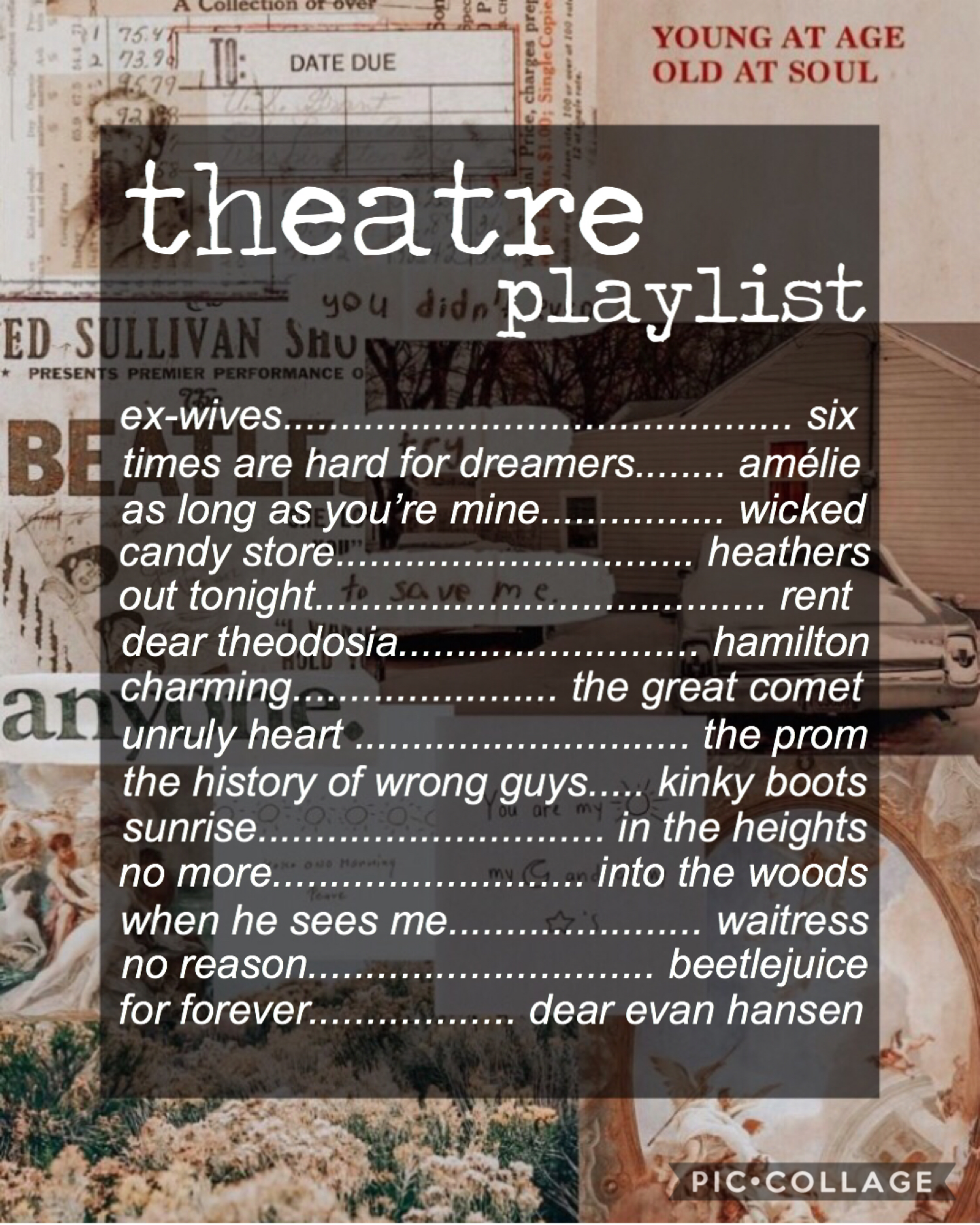 tappers!
here’s a random theatre playlist because musicals are all I ever listen to👏