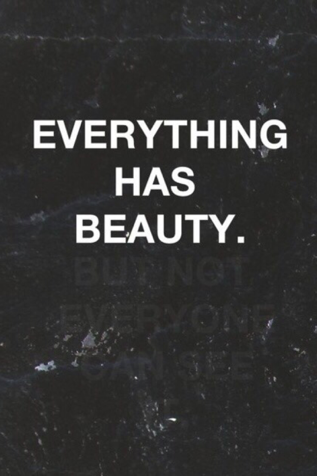 EVERYTHING HAS BEAUTY. 

















BUT NOT EVERYONE CAN SEE IT. 