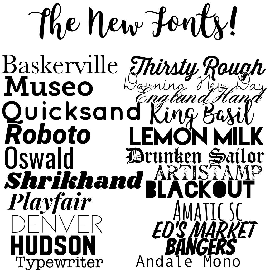 The New Fonts! Which is your favorite? Mine is King Basil!