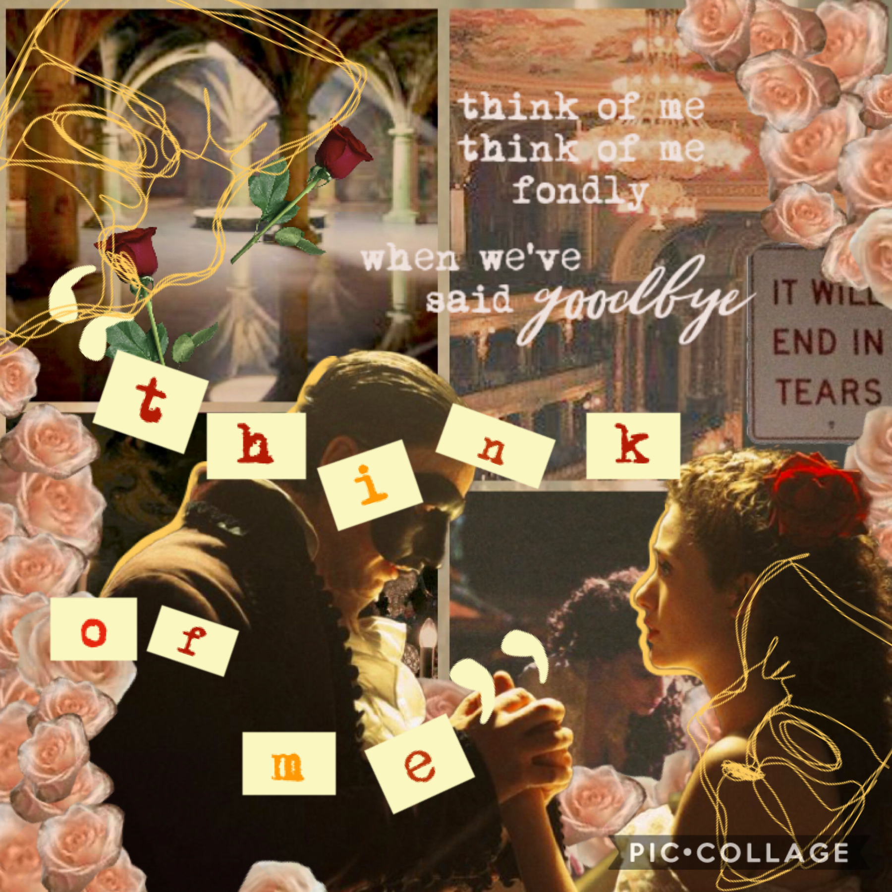 THINK OF ME 🕯ahah the yellow scribbles are my attempt at drawing the mask oops. I love Phantom of the Opera so so much and wanted to dedicate a collage to it :’) i hope everyone is having a good day!