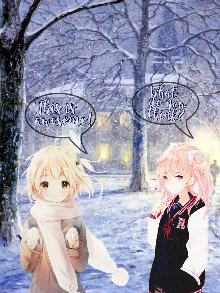 So cute! Sisters in the snow! Took a long time to make like for a follow! ✨😃