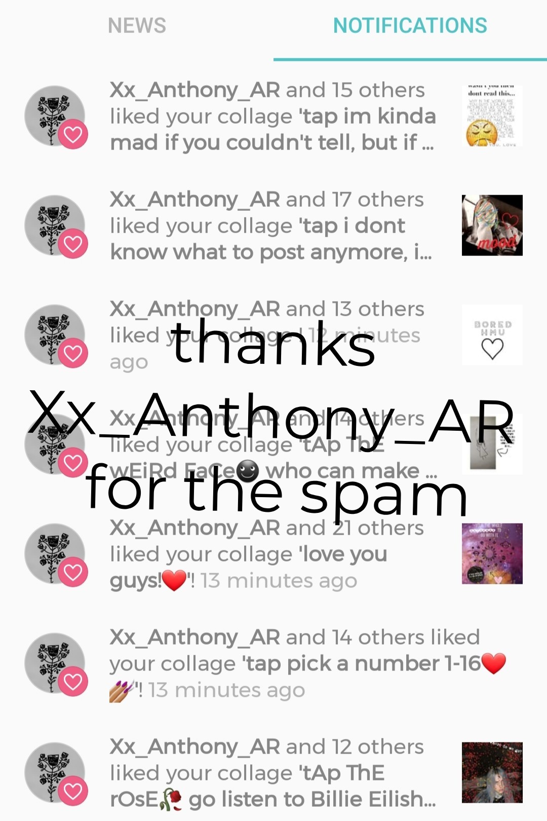 tap
go follow Xx_Anthony_AR and you will get a spam of likes😂 thank you guys so much for all of your support!!!!❤😘