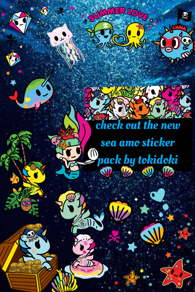 Check out the new sea amo sticker pack by tokidoki!