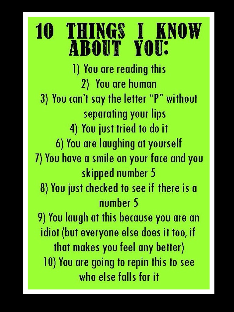 10 things I know about you😅😅