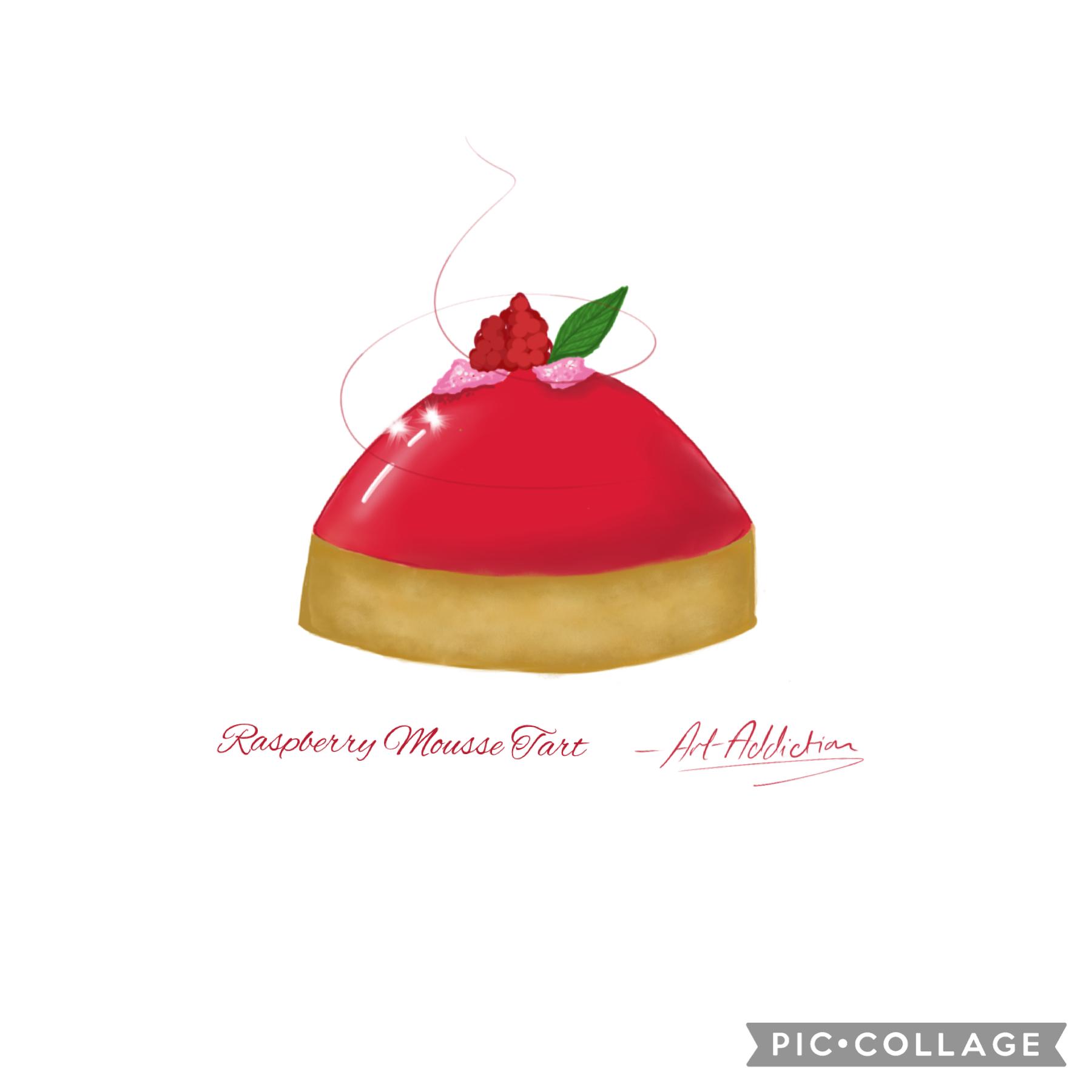 Raspberry mousse tart drawing on sketchbook app