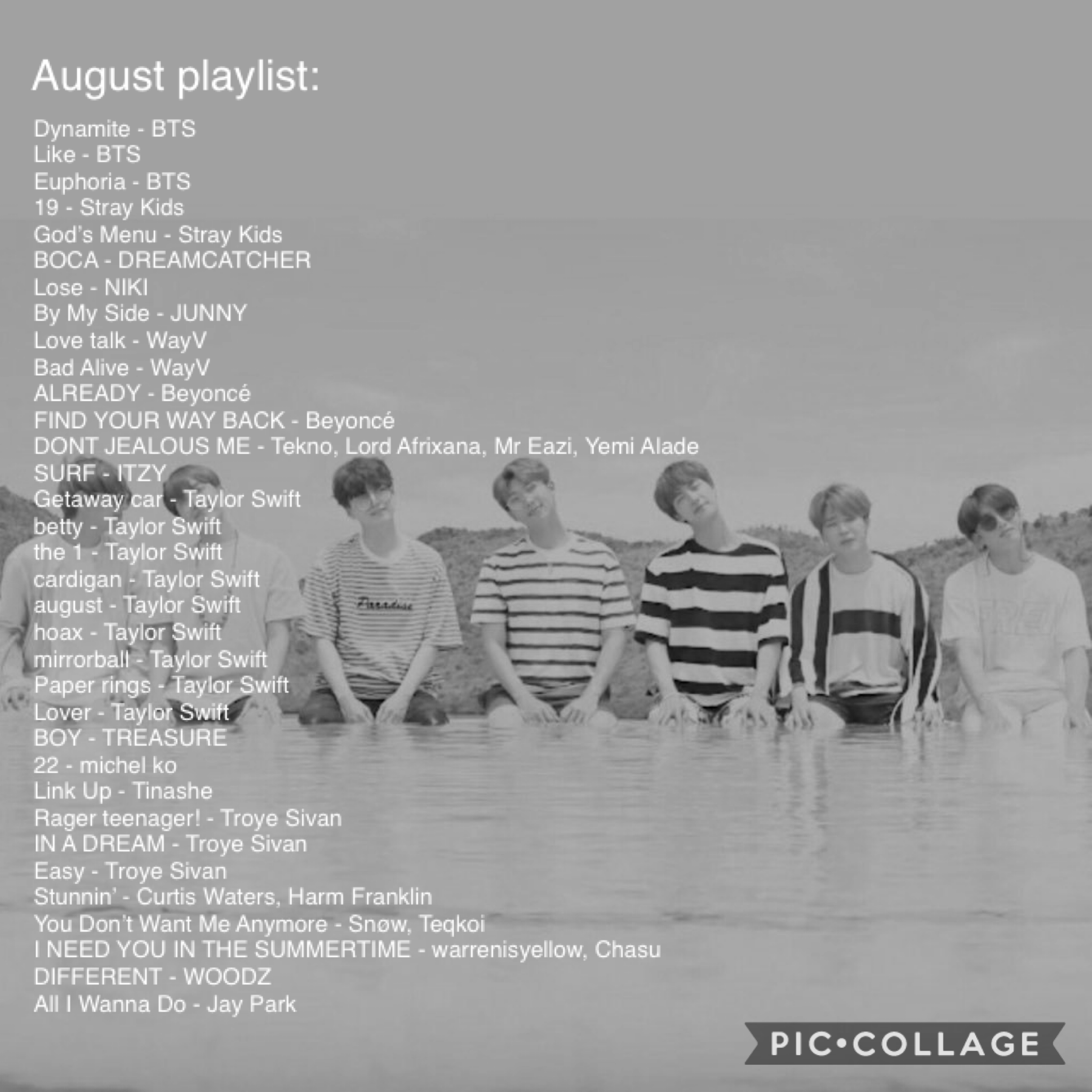 August playlist because I’m procrastinating on making an edit- CONGRATS SKZ FOR 100MIL VIEWS🤧🤧💜💜I’m super excited for Day6’s new album coming out soon👀