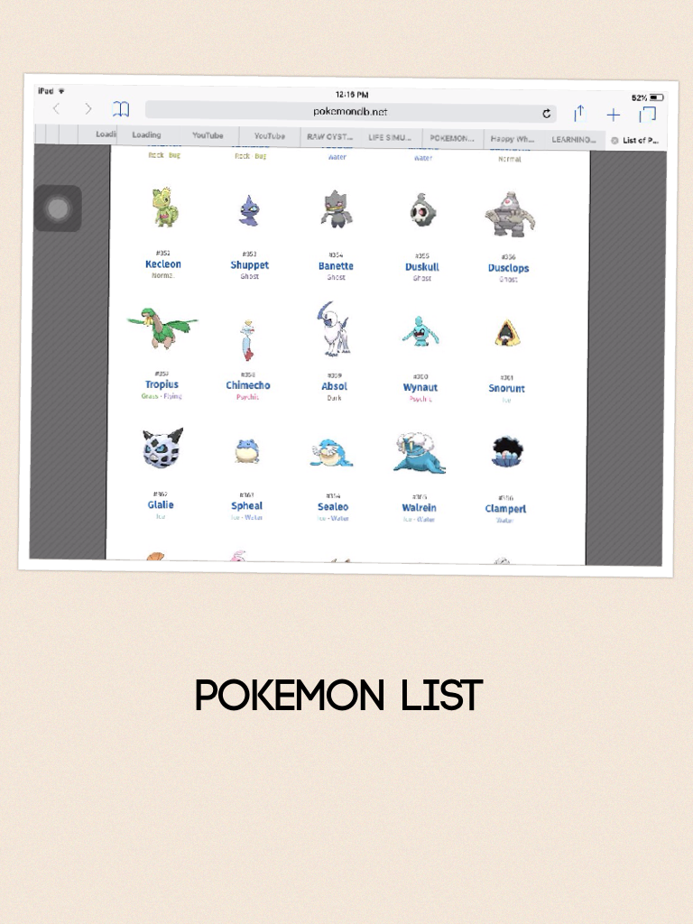 Pokemon list