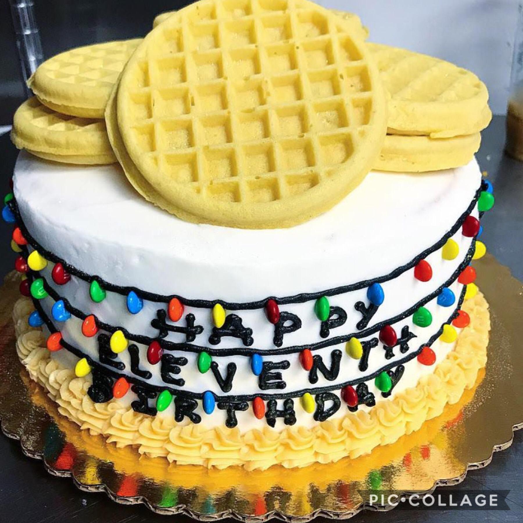 I found this eleventh cake online and I just turned eleven!it resembles m sooo much! I love stranger things 💖 #should I stay or should eggo?