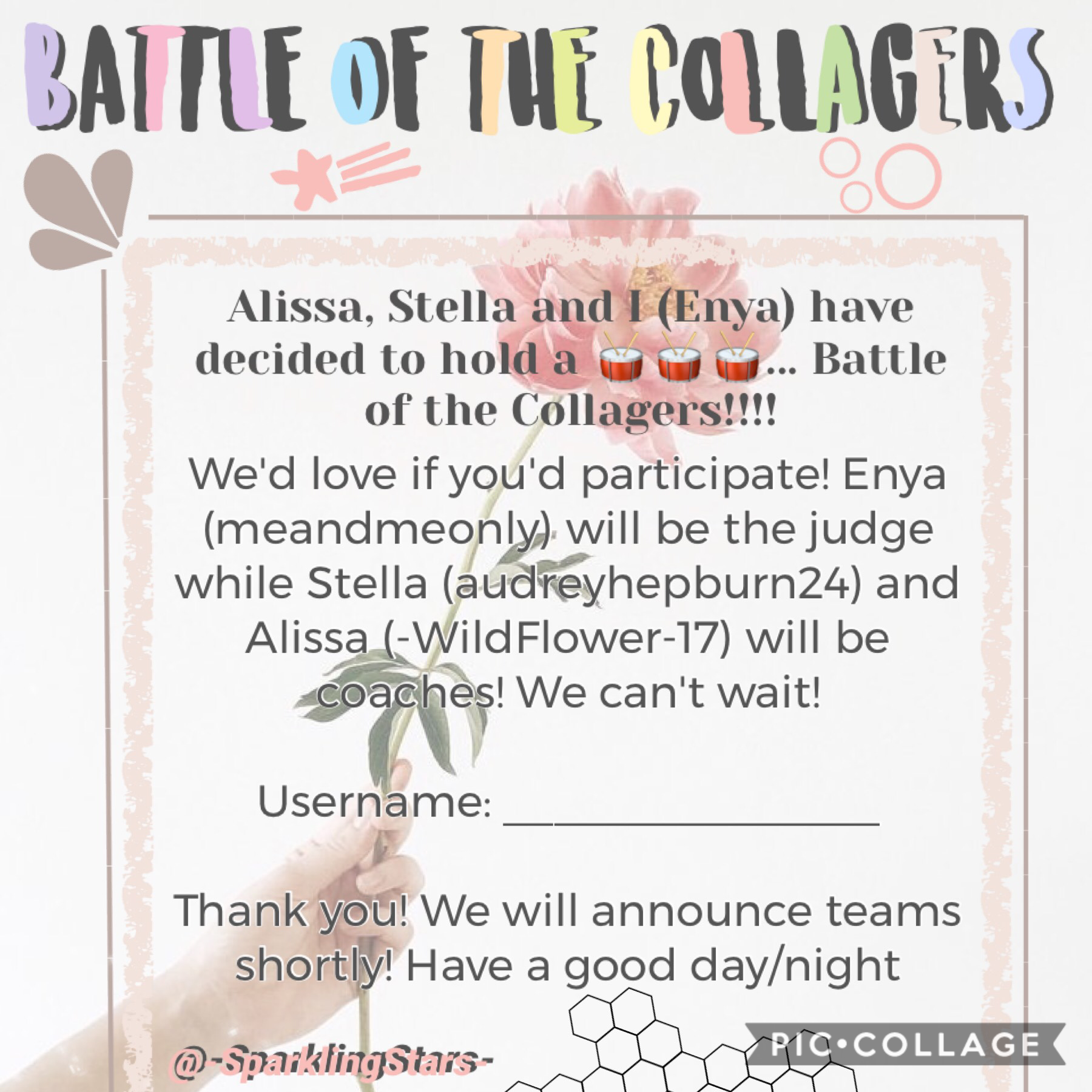 BATTLE OF THE COLLAGERS HERE NOW!! please join and spread the word❤️ soo excited 💞