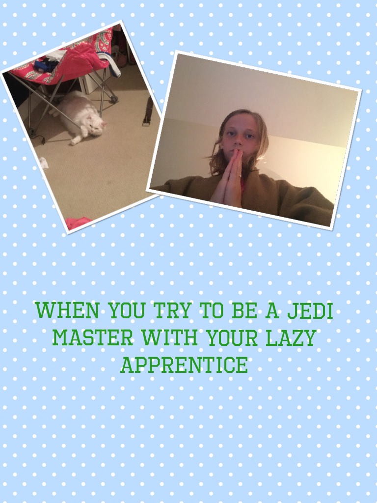 When you try to be a Jedi master with your lazy apprentice