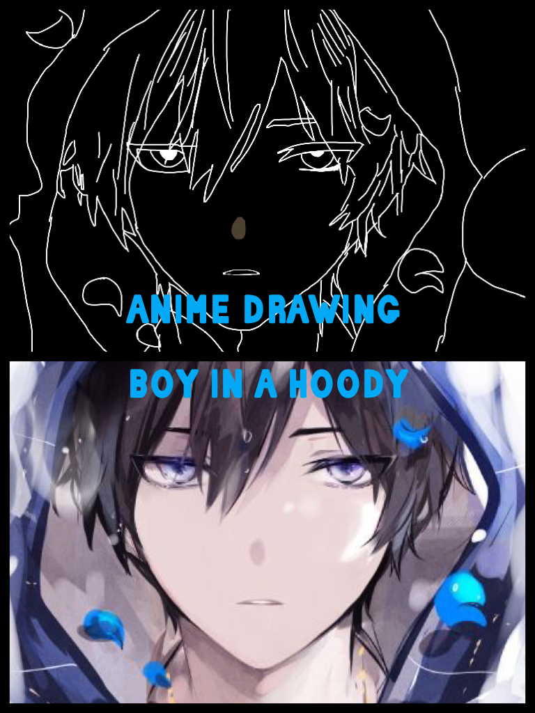 anime drawing 
boy in a hoody